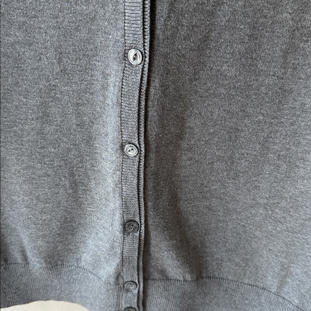 LOFT Women's Charcoal Gray V-Neck Button Cardigan & Deep Rose 3/4 sleeves shirt - Picture 5 of 8